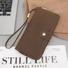 Brieftaschen Echtes Kuhleder Männer Lange Brieftasche mit Kartenhaltern Männliche Kupplung Reißverschluss Geldbörse für Handy Business Luxus Handgelenk Geldtasche