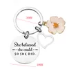 Stainless Steel Keychain Pendant Pink Petals Peach Heart Keychain Bag Decoration Key Chain Creative Gift Keyring