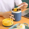 Juegos de vajilla Taza de sopa de estilo japonés Caja de almuerzo de acero inoxidable 304 Cuchara de mano portátil con tapa Sellada Leche de desayuno a prueba de fugas