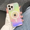 Luxury cases Colorful Laser For Magsafe Magnetic Wireless Charge Case For iPhone 15 14 11 12 13 Pro Max x xs xr 7 8 plus Soft Silicone Shockproof Back Cover