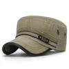 Gorras de béisbol, gorra plana Vintage para hombre, gorra lavada para hombre, béisbol, verano, primavera, protección solar militar de Color sólido para hombre