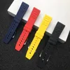 Bracelet de montre en caoutchouc Nature 22mm 24mm Bracelet de montre noir bleu rouge jaune pour logo de bande on326p