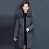 Women's Fur Women Solid Winter Middle-aged Warm Hooded Long Thick Jacket Coat Outwear Utility Lightweight