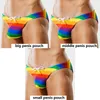 Spodenki męskie WG74 Summer Rainbow seksowne obcisłe męskie stroje kąpielowe z niskim stanem pół paczki Hip bikini Gay stringi stroje kąpielowe kąpielówki figi