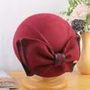 Berets Grey Wine Red Double Bows Beret Cap For Women Wool Warm Pillbox Elegant Ladies Fedora Winter Hat 2022