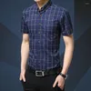 Herrenhemden Herrenmode 2022 Sommer Kariertes Hemd Slim Fit Kurzarm Button Up Trend Baumwolle Männlich Social 5XL