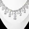 Halsbandörhängen Set Luxury Cubic Zirconia Tassel Bridal Shiny Glow Jewelry Women's Wedding Dress Accessories X-0047