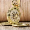 Navidad Christial Gift Smooth Mechanical Packwatch Full Gold Color Men Men Women Stylish Retro Fob Hand Wind Double Hunter280V