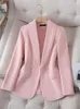 Abiti da donna Blazer casual da donna Giacca da donna alla moda Rosa Bianco Blu Cappotto monopetto a manica lunga sottile da donna Capispalla per ufficio