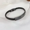 Vintage Black Chain Woven Stainless Steel Bracelet Men's Fashion Leather Bracelet