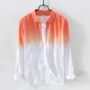 Men's Casual Shirts 2022 Latest Design Fashion Summer Mens Gradually Changing Color Linen Shirt High Quality Causal Holiday Personality