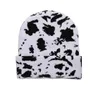 10pcs Autumn Winter FASHION warm hat students cute leopard print cow knit hat wool hat Student couple Unisex Skull Caps