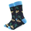 Men's Socks Harajuku Style Men's Spring Combed Cotton Colorful Geometric Pattern Casual Novelty Crew Calcetines Hombre