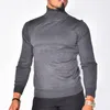 Suéteres masculinos Men manga longa Pullover sólido de malha de inverno masculino Casual Rib Jumper Streetwear Autumn Fashion Turtleneck Sweater Basic Basic