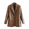 Kvinnors kostymer maxdutti fransk stil vintage pojkv￤n casual l￤der blazers toppar high street jacka kvinnor