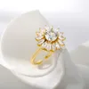 Cluster Rings ICFTZWE Cubic Zirconia Flower For Women Crystal Lotus Petalo Anello di apertura Estetica Gioielli da sposa Regalo Bijoux Femme