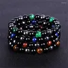 Strand Natural Black Obsidian Hematite Tiger Eye Stone Bracciali Uomo per protezione magnetica della salute Gioielli da donna Pulsera Hombre Regali