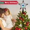 クリスマスの装飾が導かれた木のトップスターライトバッテリー駆動の輝く5点クリスマス飾りホームイヤーパーティーの装飾