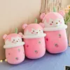 25/30/40cm Cute Cartoon Milk Tea Bear Bubble Tea Cup Shaped Pillow Plush Toys Real-life Stuffed Soft Back Cushion Funny Boba Food