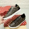 Designer FrontRow Sneaker men Leather Shoe Patent Coated Canvas Brown Flower Rubber Mens Runner Trainers Tennis Platform Casual Shoes b1