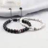 Strand 2pcs/set Men Bracelets Natural Tiger Eye Stone Black Lava Beads Bracelet Handmade Adjustable Bangles Women Yoga Jewelry