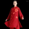 Etnische kleding Rode Tai Chi Martial Arts passen bij Chinese krijger kostuum Swordsman Outfit Wing Chun Wushu Uniform FF2231