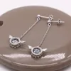 Orecchini a bottone Orecchini a bottone con ala d'angelo di moda per le donne Autentici orecchini in argento puro 925 pendenti con zircone a goccia