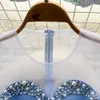 Reine sexy Gaze Kleid schwere Arbeit Perlen Bogenknoten Taille Schließen Erstes Liebesgesuchte verpackt Fischschwanz Fairy Kleid