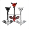 Body Arts 14G Fledermaus-Bauchnabelring Schmuck 316L Chirurgenstahl Bar Cz Nabel Langhantel Drop Lieferung Gesundheit Schönheit Tattoos Kunst Dh0Zv