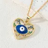 S3362 Mode sieraden Goud vergulde email Evil Eye Pendant ketting Hart Zonvlinderblauwe ogen Choker kettingen