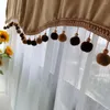 Curtain Coffee Velvet Head Valance Bottom With Pom Short For Kitchen Decor High End Europe Simple Half