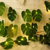 Strings 20 LED String Lights Artificial Monstera Leaves Light Christmas Birthday Party Hanging Vine Beach Theme Home Garden Decorations