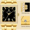Avanadores de pulso Mulheres relógios 2022 Top Golden Square Diamond Watch Feminino Elegante à prova d'água de aço inoxidável Ladies 2023