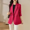 Women's Suits Lenshin Women Elegant Jacket Full Sleeve Blazer Fashion Office Lady Casual Coat Outwear Single Breasted Tops