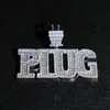 Iced Out Bling 5A CZ Plug Hänge Halsband Charm Micro Pave Full Cubic Zironica Stone Hip Hop Mode Cool Letter Smycken Herr