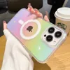 Luxury cases Colorful Laser For Magsafe Magnetic Wireless Charge Case For iPhone 15 14 11 12 13 Pro Max x xs xr 7 8 plus Soft Silicone Shockproof Back Cover