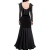 Stage Wear Lady Ballroom Dance Dress Nero / Blu Women Practice Gonna Jazz / Tango / Waltz Abiti Dancewear Sexy DQ6007