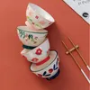 Servis uppsättningar modern samma japansk stil hattskål handmålad keramisk hushåll ris ena bordsartiklar kreativa ätande högfot