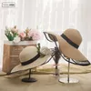 Breda randen hattar 2022 mesh kvinnors halm sommarsol för kvinnor lady strand vikbar solskyddsmedel platt gorras