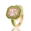 حلقات الكتلة أزياء الذهب الزفاف مع حجر الزركون للنساء رومانسية هدايا المجوهرات Cyrstal 8 طراز حلقة المينا