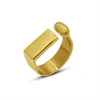 Wedding Rings Fashion Open Size Geometric Bar Shape Gold Ring Stainless Steel 18K Plated For Woman Female Jewelry