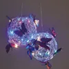 10st juldekoration LED Solar Aluminium Wine Ball Lamp Sinulated Farterfly Hanging Ornament Chandelier for Party