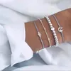 Strand Boho Bracelet Ensembles Pour Femmes Coeur Shell Étoile Lune Arc Flèche Carte Cristal Perles Charme Bracelets Ensemble Bohème Bijoux De Mode