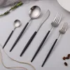 Servis upps￤ttningar Frosted Black Silver Table Gervis Knife Teskoon Dessert Fork Set Kitchen Stainless Steel Matt Western bestick