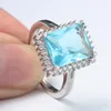 Обручальные кольца Большое небо синее кольцо для женщин для женских свадебных украшений аксессуары белый Cz Gem Silver Color