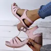 Sandały Summer Kobiety Paski Burzacz Kobieta Obcasy 2022 Buty modowe Plus Size 36-43 Panie Szycie Wygodne pompki