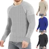 Camisãos masculinos Camiseta do pescoço redondo de manga comprida decoração plissada cor sólida elástica haste pullover casual top para casa