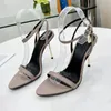 Elegante lucchetto a punta sandali donna nuda scarpe serratura a chiave signora tacchi alti festa nuziale signora sexy sandali gladiatore EU35-43