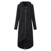 Women's Trench Coats Autumn Winter Women Fashion Hooded Zipper Long Fleece Causal Solid Irregular Pocket