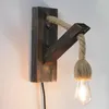 Lampada da parete vintage in legno con spina interruttore E27 Loft Cafe ufficio corridoio corda seminterrato camera da letto comodino applique a LED